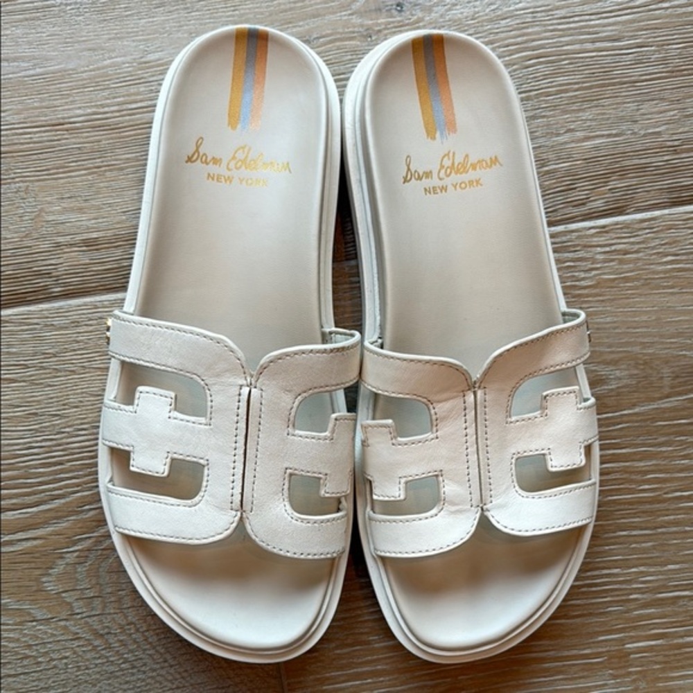 Sam Edelman Cream Sandals with Modern H-Strap